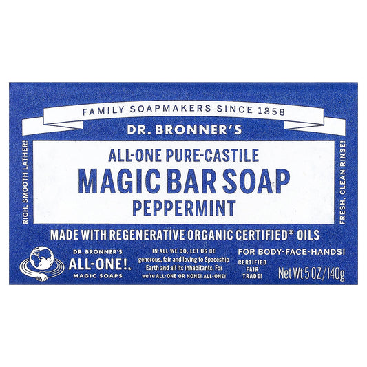 Dr. Bronner's, All-One Pure-Castile Magic Bar Soap, Peppermint, 5 oz (140 g)