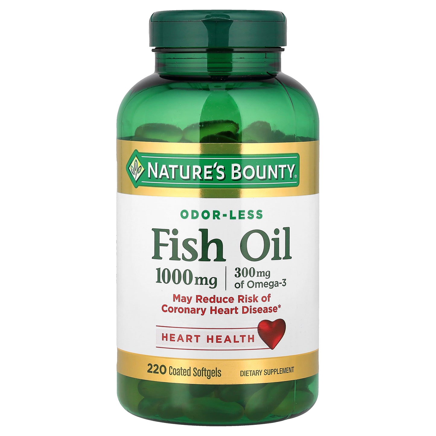 Nature's Bounty, Odor-Less Fish Oil, 1,000 mg, 220 Coated Softgels