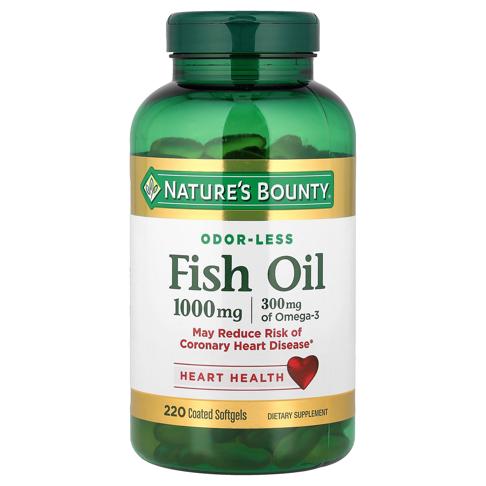 Nature's Bounty, Odor-Less Fish Oil, 1,000 mg, 220 Coated Softgels
