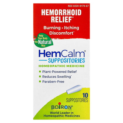 Boiron, HemCalm® Suppositories, Hemorrhoid Relief, 10 Suppositories