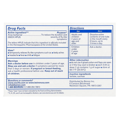 Boiron, Oscillococcinum, Flu-Like Symptoms, 6 Doses, 0.04 oz Each