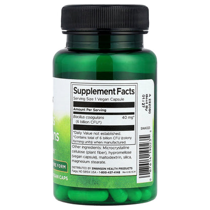 Swanson, Bacillus Coagulans, 6 Billion CFU, 60 Vegan Caps