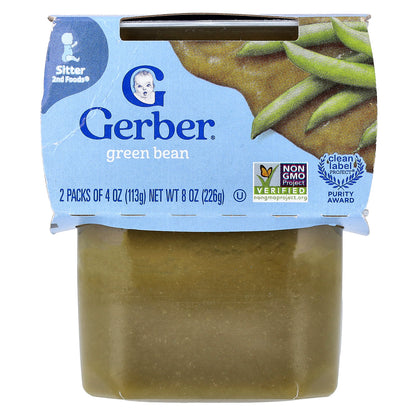 Gerber, Natural for Baby, 2nd Foods®, Green Bean, 2 Pack, 4 oz (113 g) Each