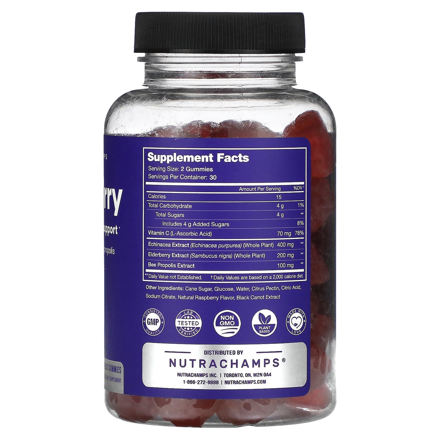 NutraChamps, Elderberry, Natural Berry, 60 Sambucus Gummies