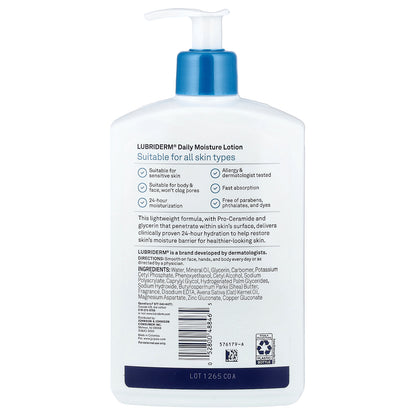 Lubriderm, Daily Moisture Lotion, All Skin Types, Lightly Scented, 16 fl oz (473 ml)