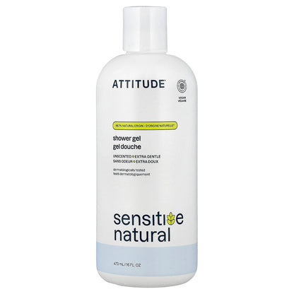 ATTITUDE, Sensitive Natural, Shower Gel, Unscented, 16 fl oz (473 ml)