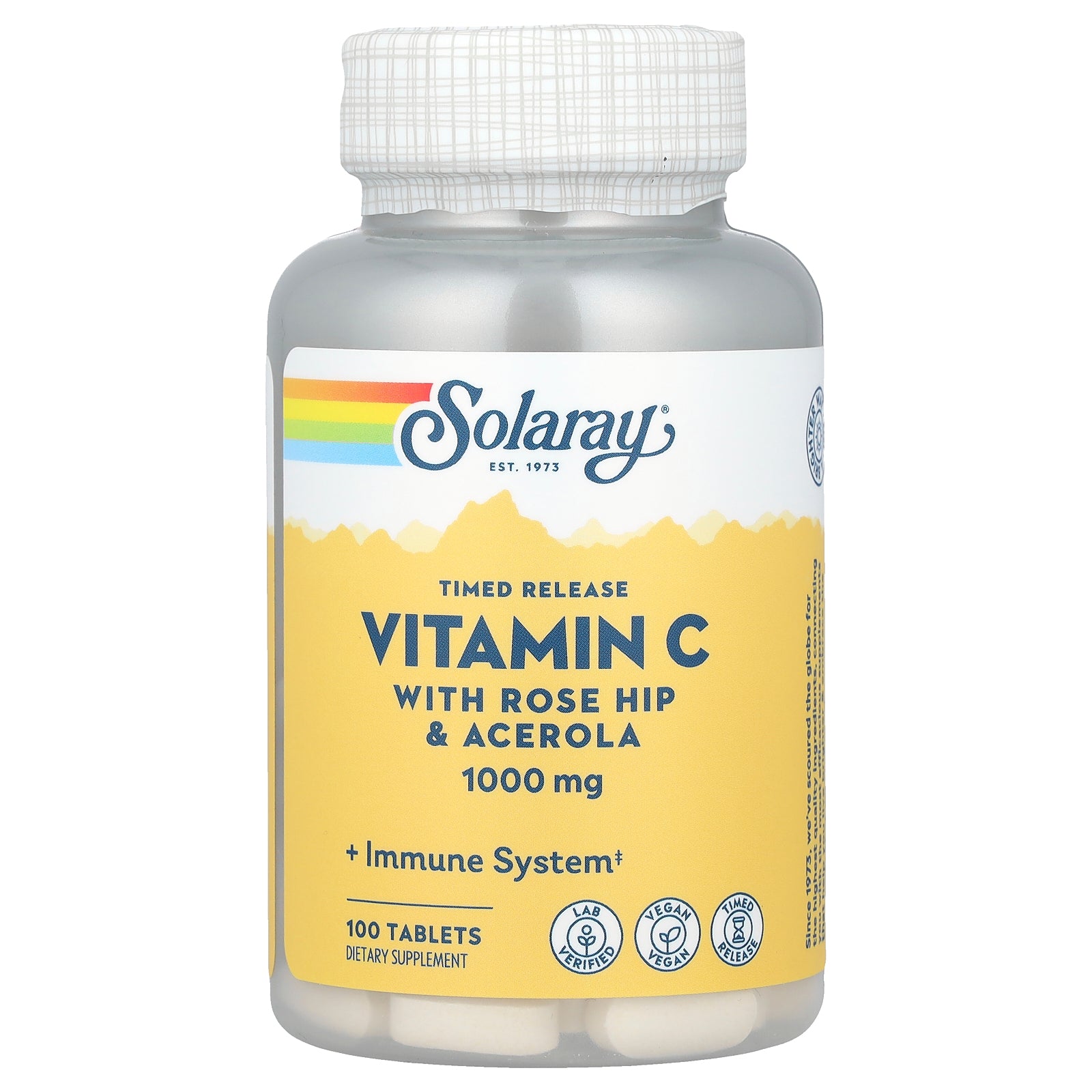 Solaray, Timed Release Vitamin C with Rose Hip & Acerola, 1,000 mg, 100 Tablets