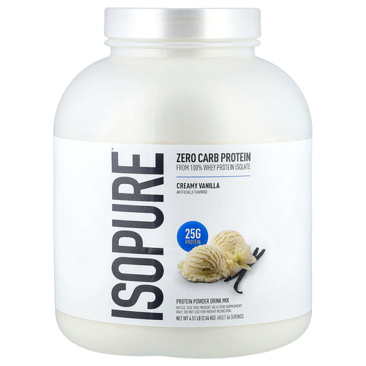 Isopure, Zero Carb Protein Powder, Creamy Vanilla, 4.5 lb (2.04 kg)