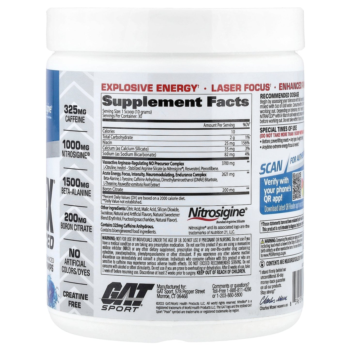 GAT, Sport, NITRAFLEX® Advanced, Pre-Workout, Blue Raspberry, 10.6 oz (300 g)