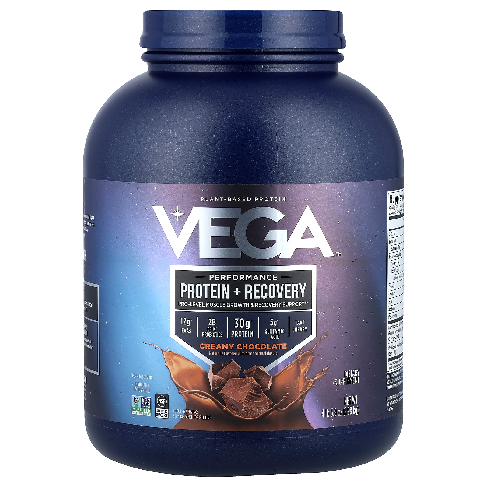 Vega, Plant-Based Protein, Performance Protein + Recovery,  Creamy Chocolate, 4 lb 5.9 oz (1.98 kg)