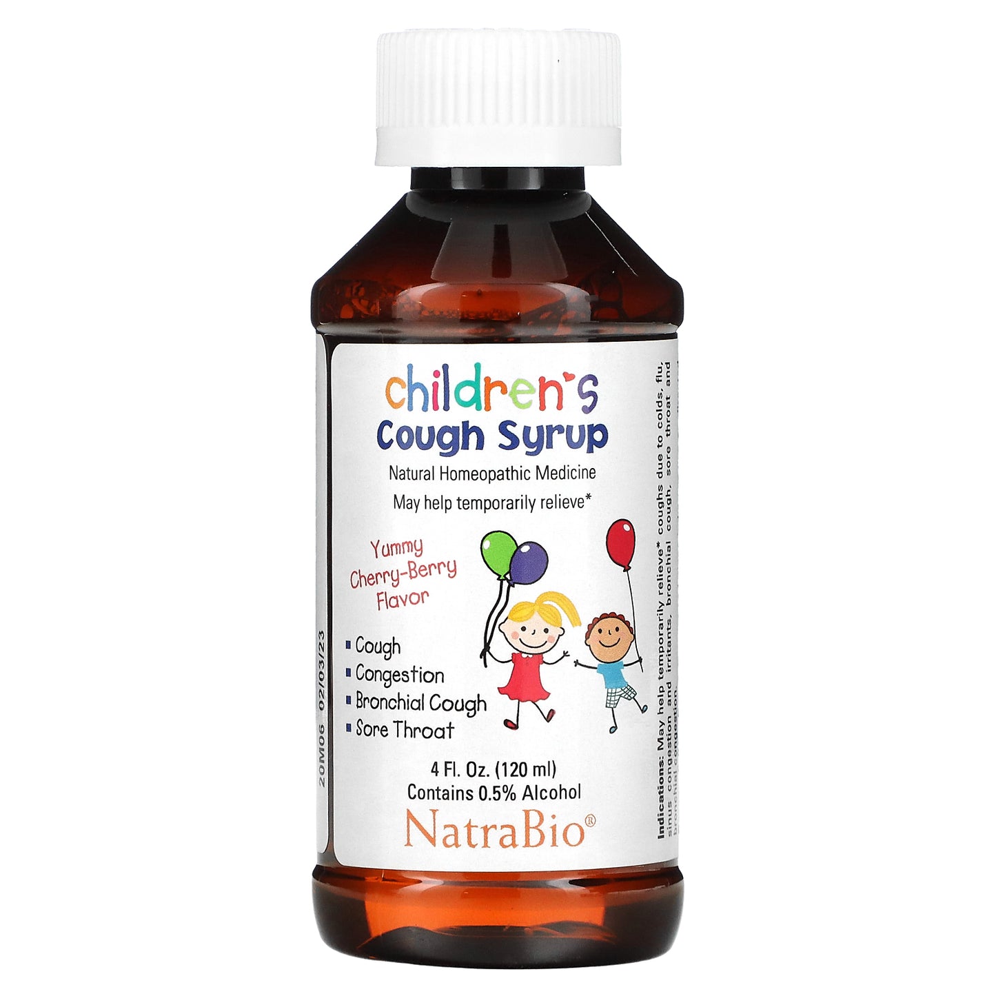 NatraBio, Children's Cough Syrup, Yummy Cherry-Berry , 4 fl oz (120 ml)