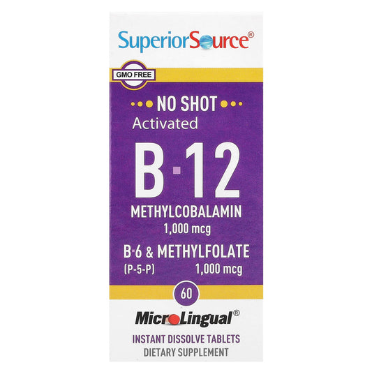 Superior Source, Activated B-12, Methylcobalamin, B-6 (P-5-P) & Methylfolate, 60 MicroLingual® Instant Dissolve Tablets