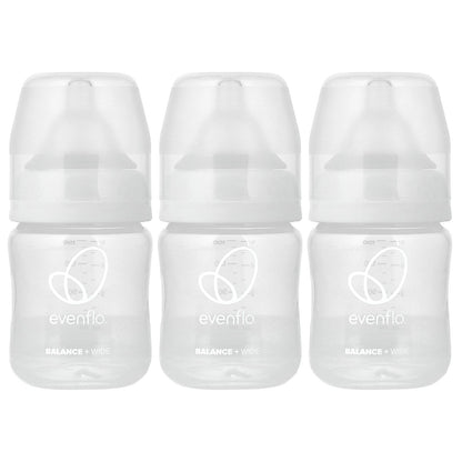 Evenflo Feeding, Balance+ Bottles, Wide, 0+ Months, Slow Flow, 3 Bottles, 5 oz (150 ml) Each