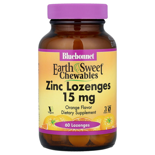 Bluebonnet Nutrition, EarthSweet® Chewables, Zinc Lozenges, Orange, 60 Lozenges