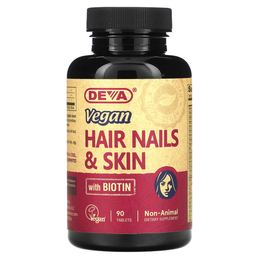 Deva, Vegan Hair Nails & Skin with Biotin, 90 Tablets