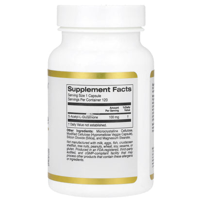 California Gold Nutrition, S-Acetyl L-Glutathione, 100 mg, 120 Veggie Capsules