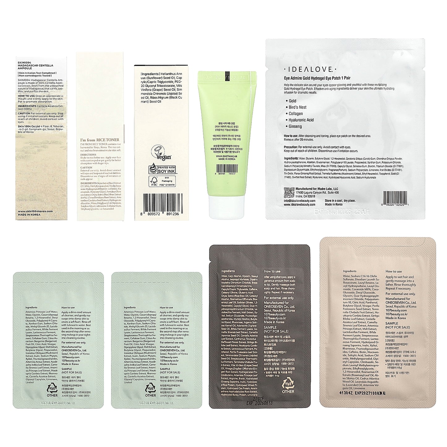 iHerb Gift Set, Korean Beauty Travel Bag, 9 Items