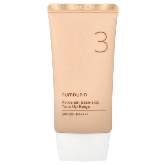 Numbuzin, No.3 Porcelain Base-Skip, Tone Up Beige, SPF 50+ PA++++, 1.69 fl oz (50 ml)