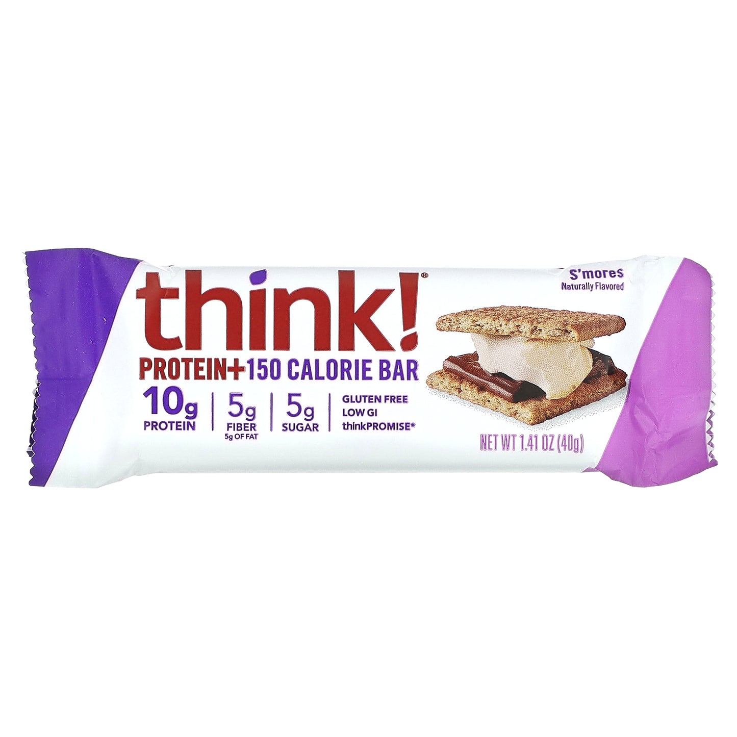 Think !, Protein+ 150 Calorie Bars, S'mores, 10 Bars, 1.41 oz (40 g) Each