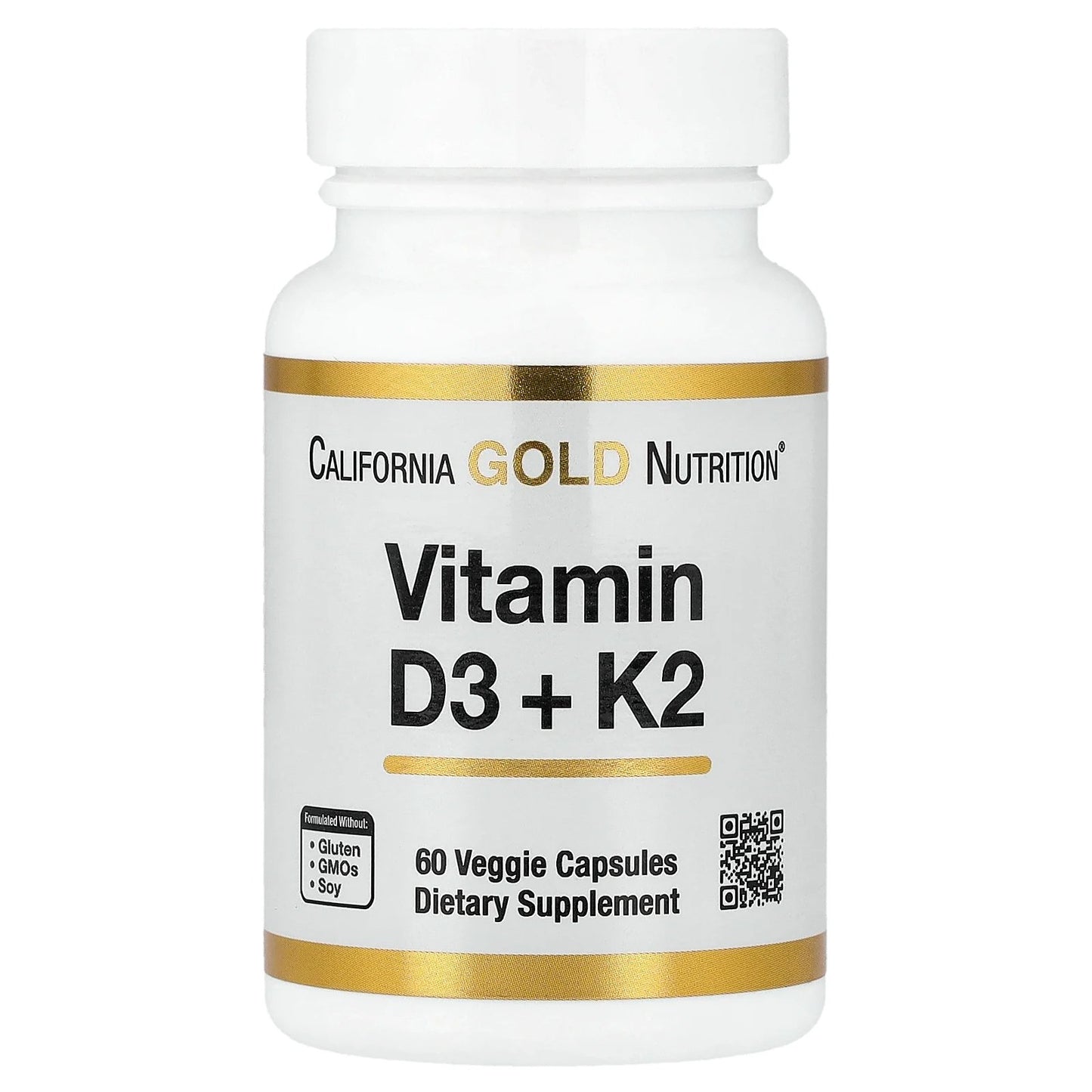 California Gold Nutrition, Vitamin D3 + K2, 60 Veggie Capsules
