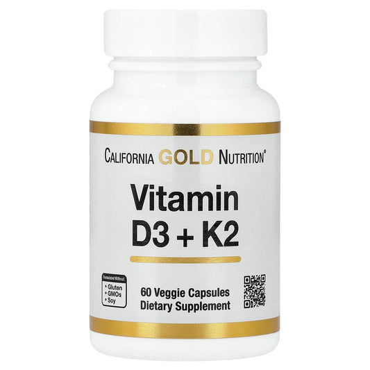 California Gold Nutrition, Vitamin D3 + K2, 60 Veggie Capsules