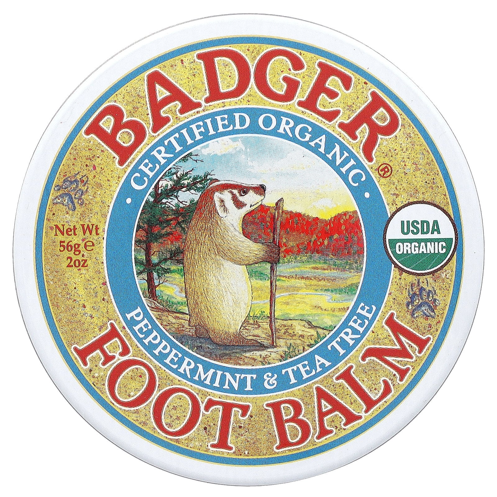 Badger, Certified Organic Foot Balm, Peppermint & Tea Tree, 2 oz (56 g)