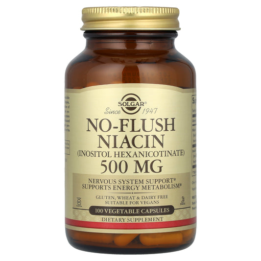 Solgar, No-Flush Niacin, 500 mg, 100 Vegetable Capsules