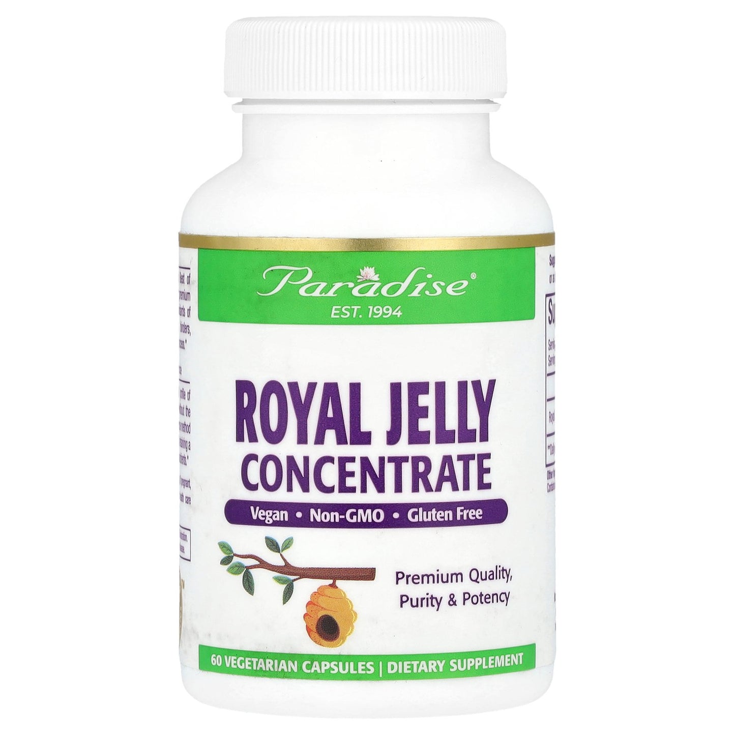 Paradise Herbs, Royal Jelly Concentrate, 60 Vegetarian Capsules (500 mg per Capsule)