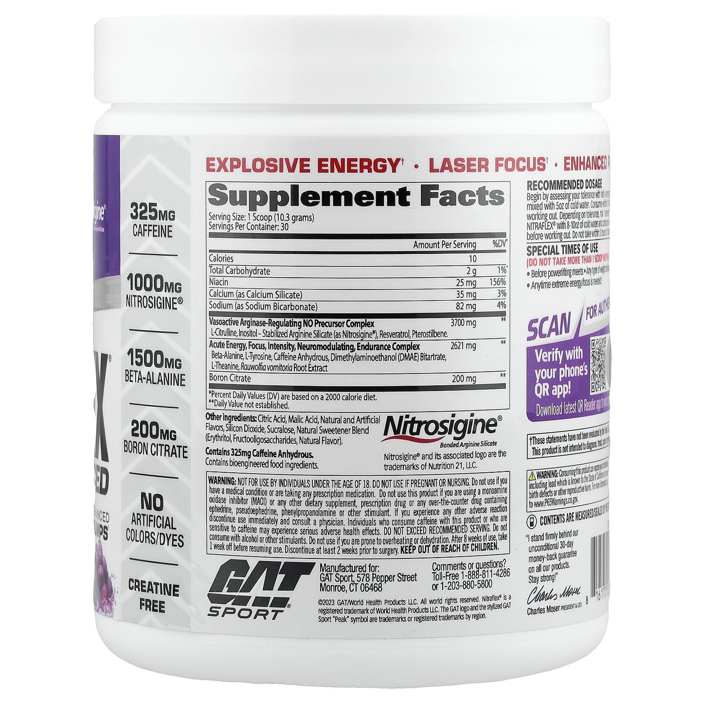 GAT, Sport, NITRAFLEX® Advanced, Pre-Workout, Grape, 10.9 oz (309 g)