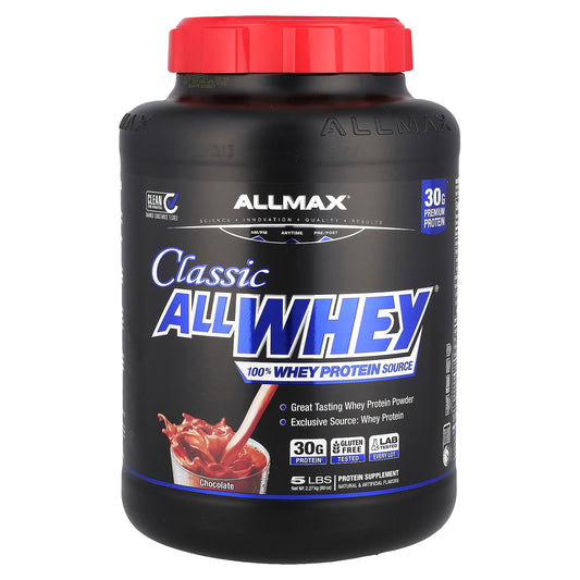 ALLMAX, CLASSIC ALLWHEY®, 100% Whey Protein Source, Chocolate, 5 lbs (2.27 kg)