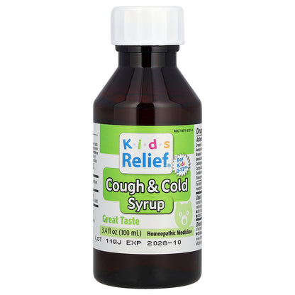 Homeolab USA, Kids Relief, Cough & Cold Syrup, For Kids 0-12 Yrs, 3.4 fl oz (100 ml)