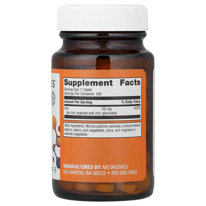 Metagenics, Zinc A.G.™, 180 Tablets (20 mg per Tablet)