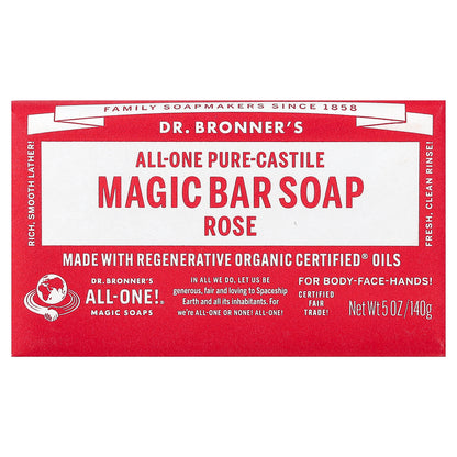 Dr. Bronner's, All-One Pure-Castile Magic Bar Soap, Rose, 5 oz (140 g)