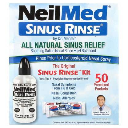 NeilMed, The Original & Patented Sinus Rinse Kit, 50 Premixed Packets, 1 Kit