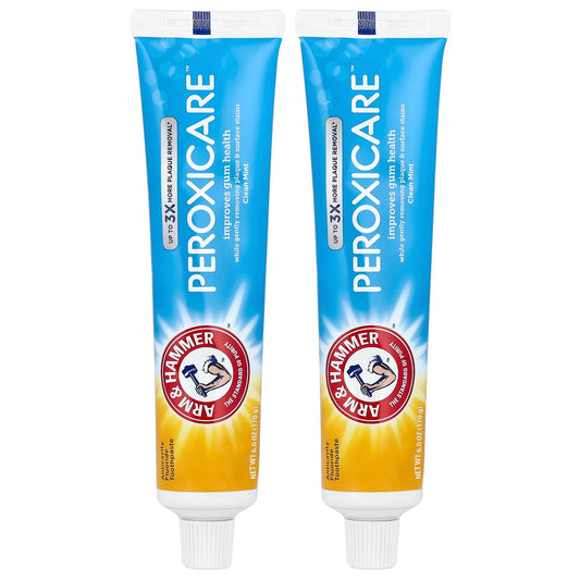 Arm & Hammer, PeroxiCare™,  Anticavity Fluoride Toothpaste, Clean Mint, Twin Pack, 6 oz (170 g) Each