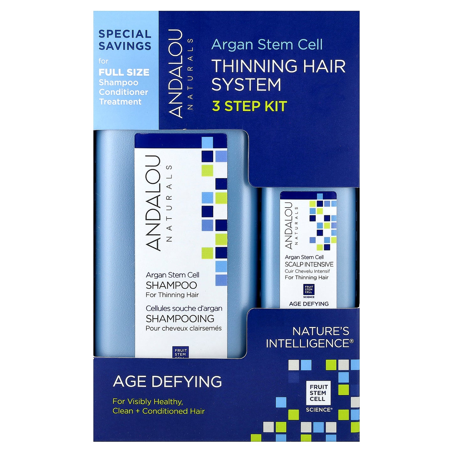 Andalou Naturals, Argan Stem Cell, Thinning Hair System, Age Defying, 3 Piece Kit