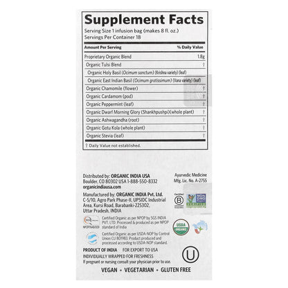 Organic India, Tulsi Sleep Tea, Caffeine Free, 18 Infusion Bags, 1.14 oz (32.4 g)