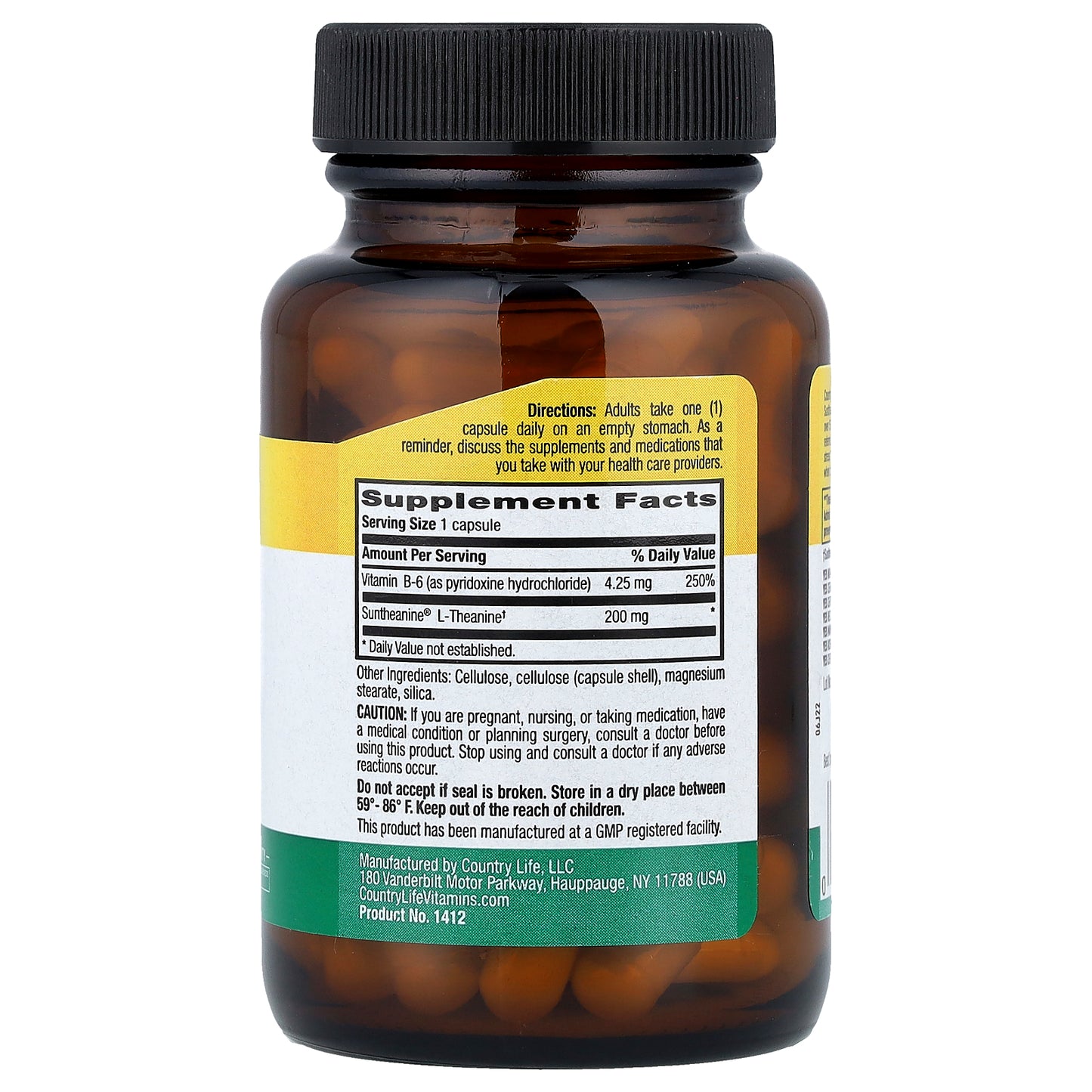 Country Life, L-Theanine, 200 mg, 60 Vegan Capsules