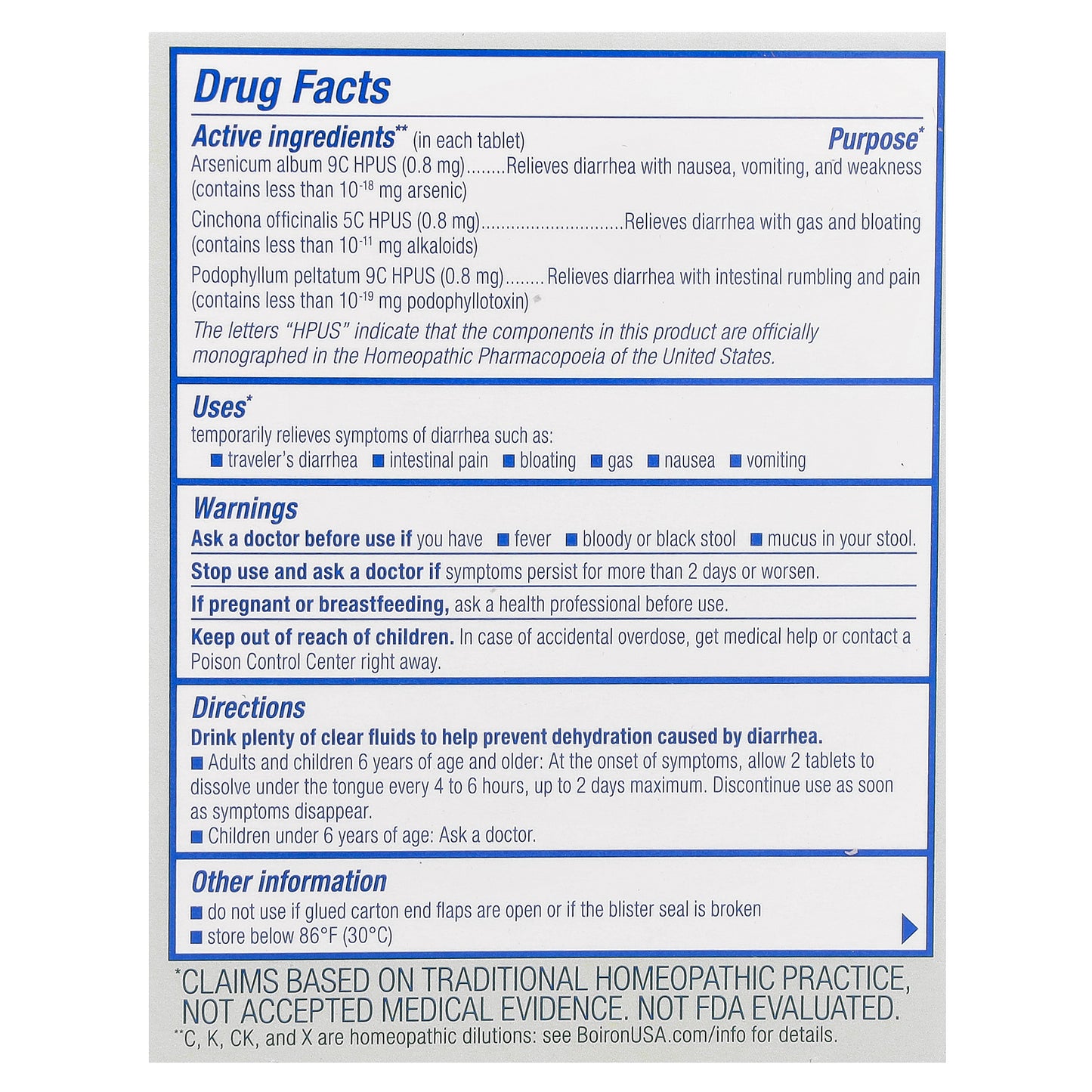 Boiron, Diaralia®, Diarrhea Relief, Unflavored, 60 Meltaway Tablets