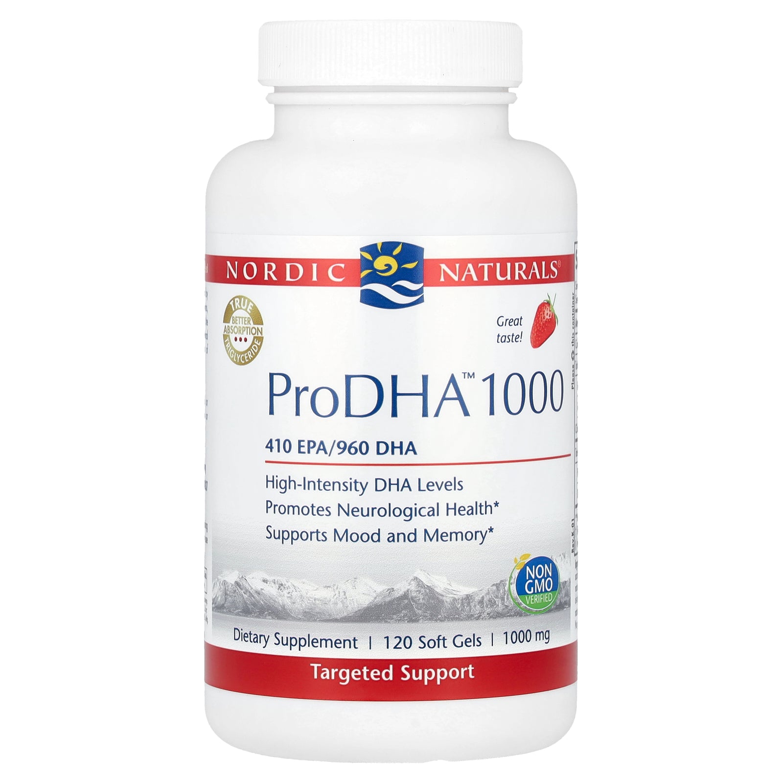 Nordic Naturals, ProDHA™ 1000, Strawberry , 1000 mg, 120 Soft Gels (500 mg Per Soft Gel)