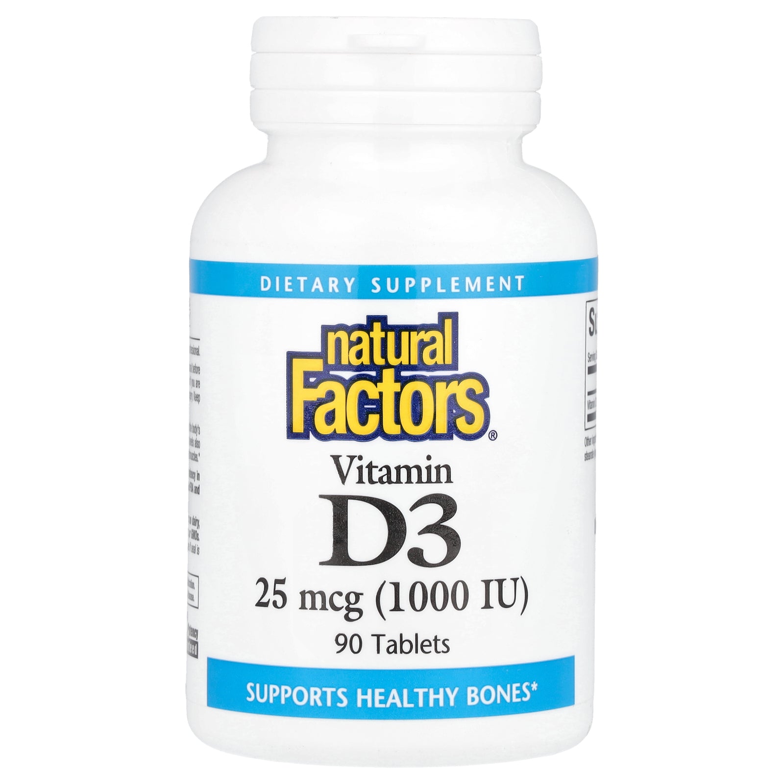 Natural Factors, Vitamin D3, 25 mcg (1,000 IU), 90 Tablets