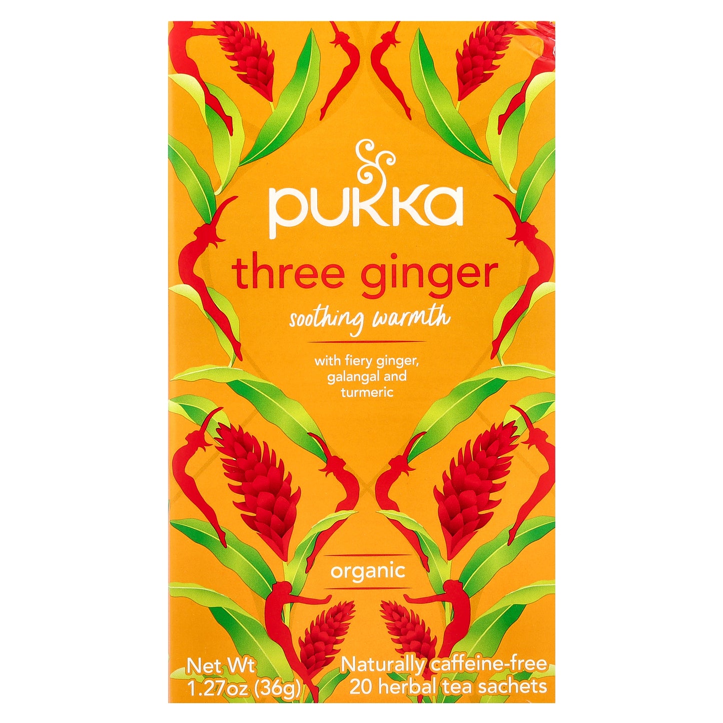 Pukka Herbs, Organic Herbal Tea, Three Ginger, Caffeine Free, 20 Sachets, 1.27 oz (36 g)