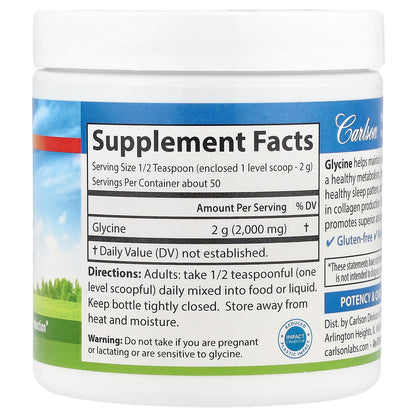 Carlson, Glycine Powder, Free Form Amino Acid, 3.53 oz (100 g)