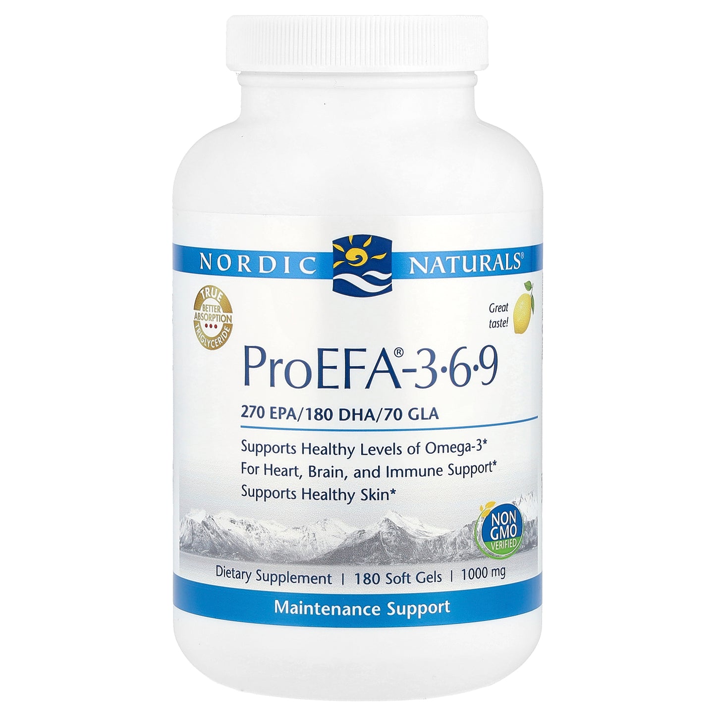 Nordic Naturals, ProEFA® - 3-6-9, Lemon, 180 Softgels