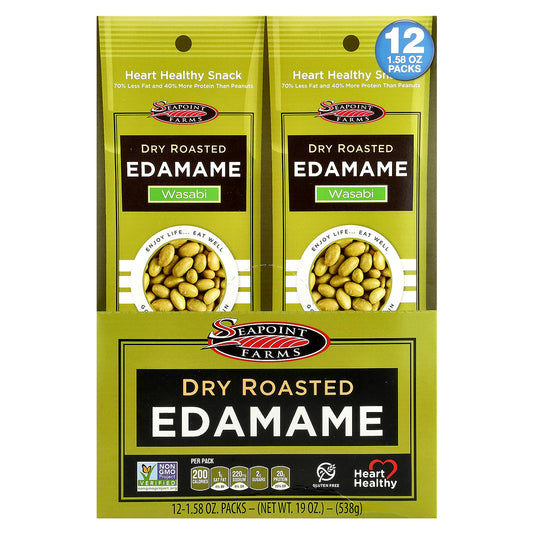 Seapoint Farms, Dry Roasted Edamame, Wasabi, 12 Packs, 1.58 oz (45 g) Each