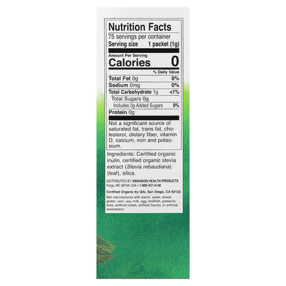Swanson, Certified Organic Stevia Extract, 75 Packets, 2.65 oz (75 g)
