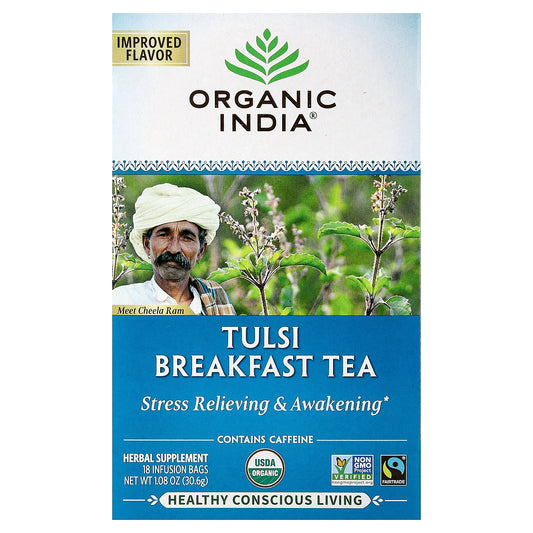 Organic India, Tulsi Breakfast Tea, 18 Infusion Bags, 1.08 oz (30.6 g)