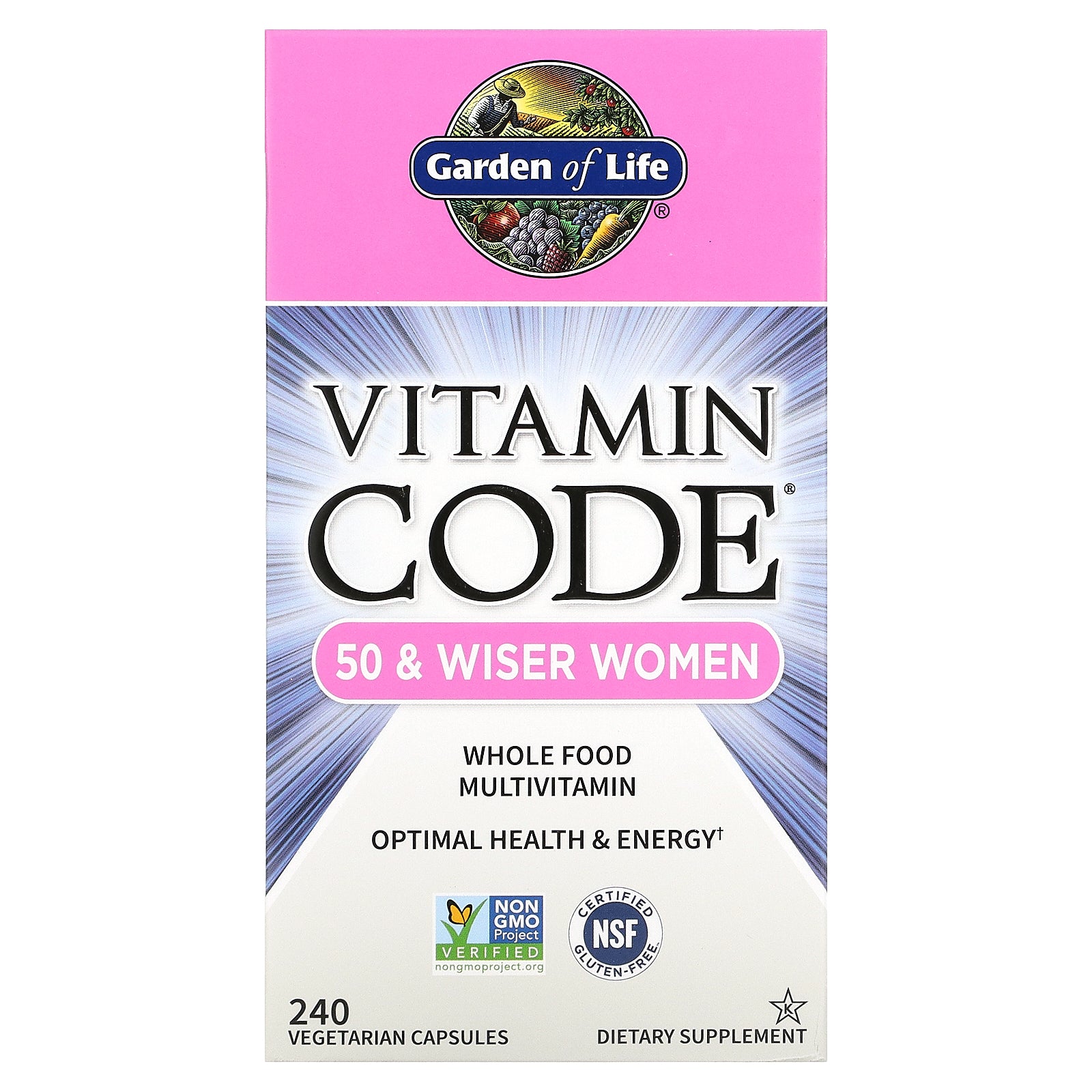 Garden of Life, Vitamin Code, Whole Food Multivitamin for Women, 50 & Wiser, 240 Vegetarian Capsules