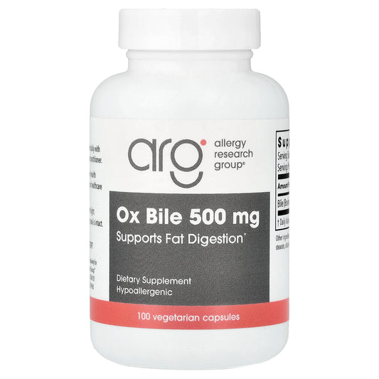 Allergy Research Group, Ox Bile, 500 mg, 100 Vegetarian Capsules