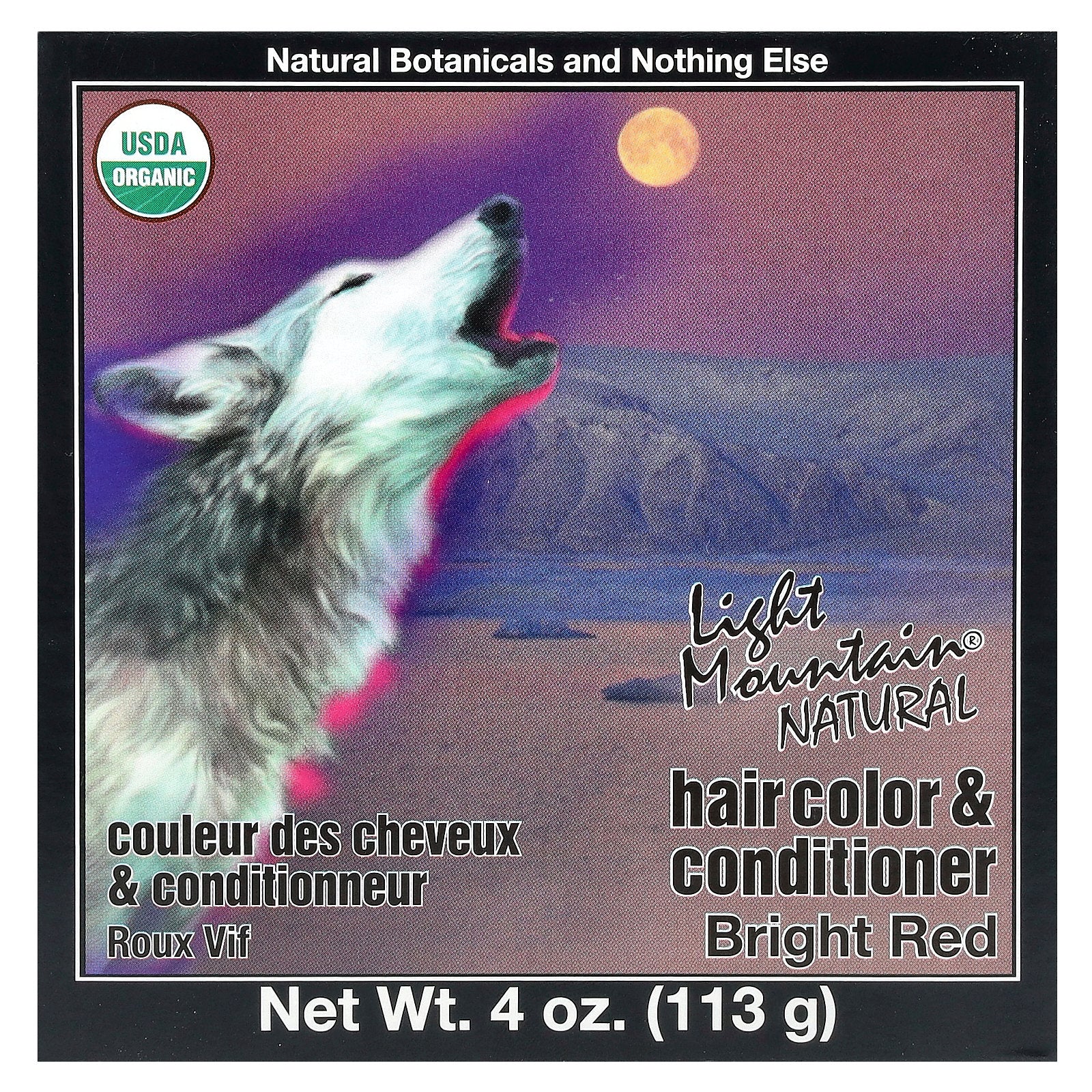 Light Mountain, Natural Hair Color & Conditioner, Bright Red, 4 oz (113 g)